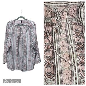 NYDJ Not Your Daughters Jeans Paisley Print Long Sleeve Blouse Plus Size‎ 2X